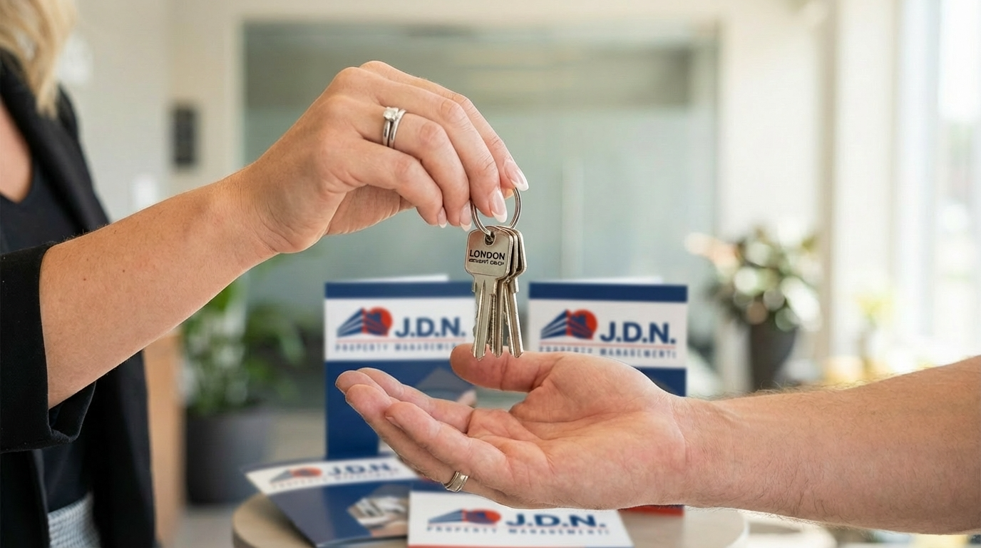 JDN agent handing over keys to a new tenant in London Ontario